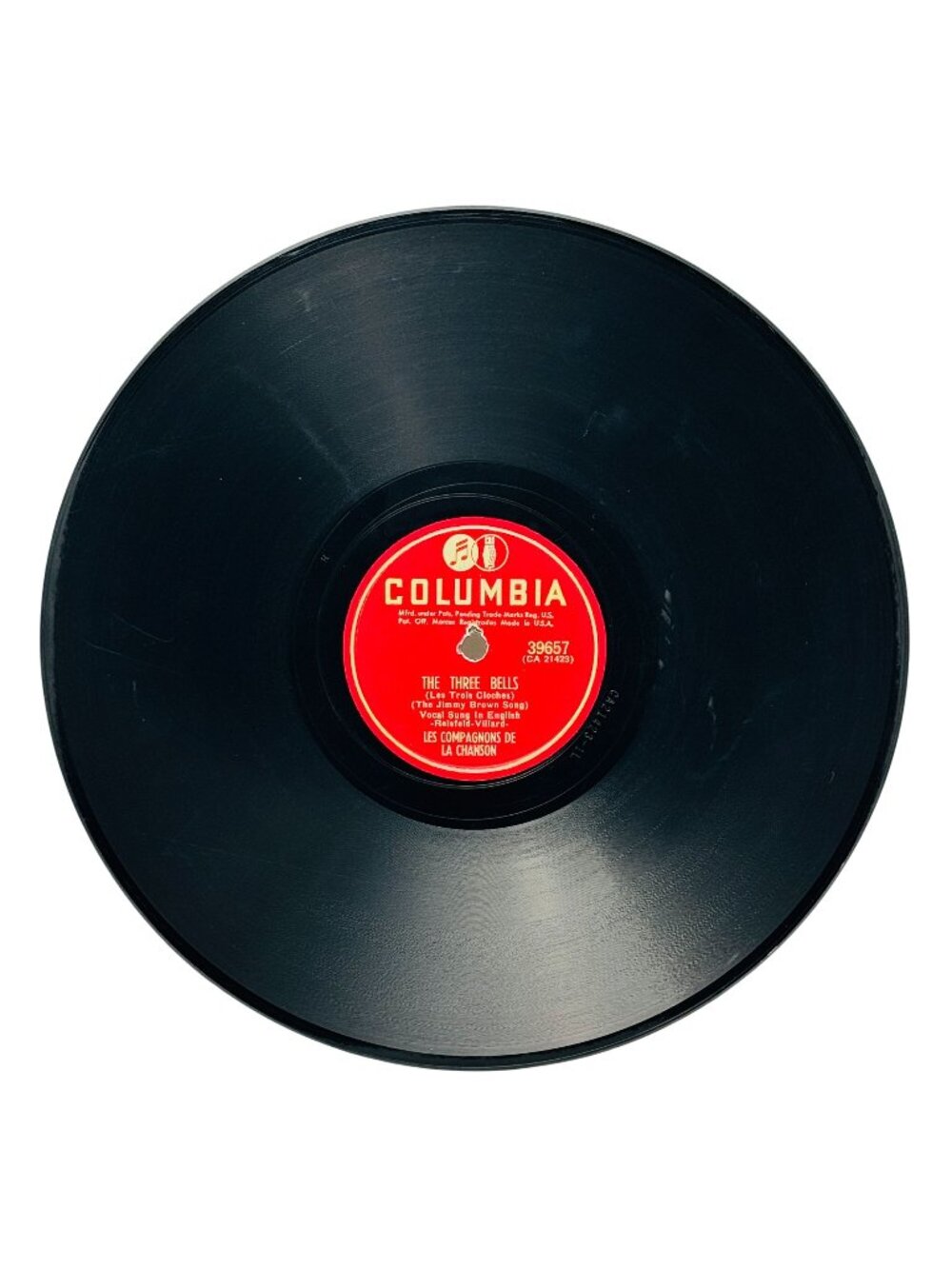 Les Compagnons De La Chanson The Three Bells 78rpm Shellac Columbia 39657 VG+